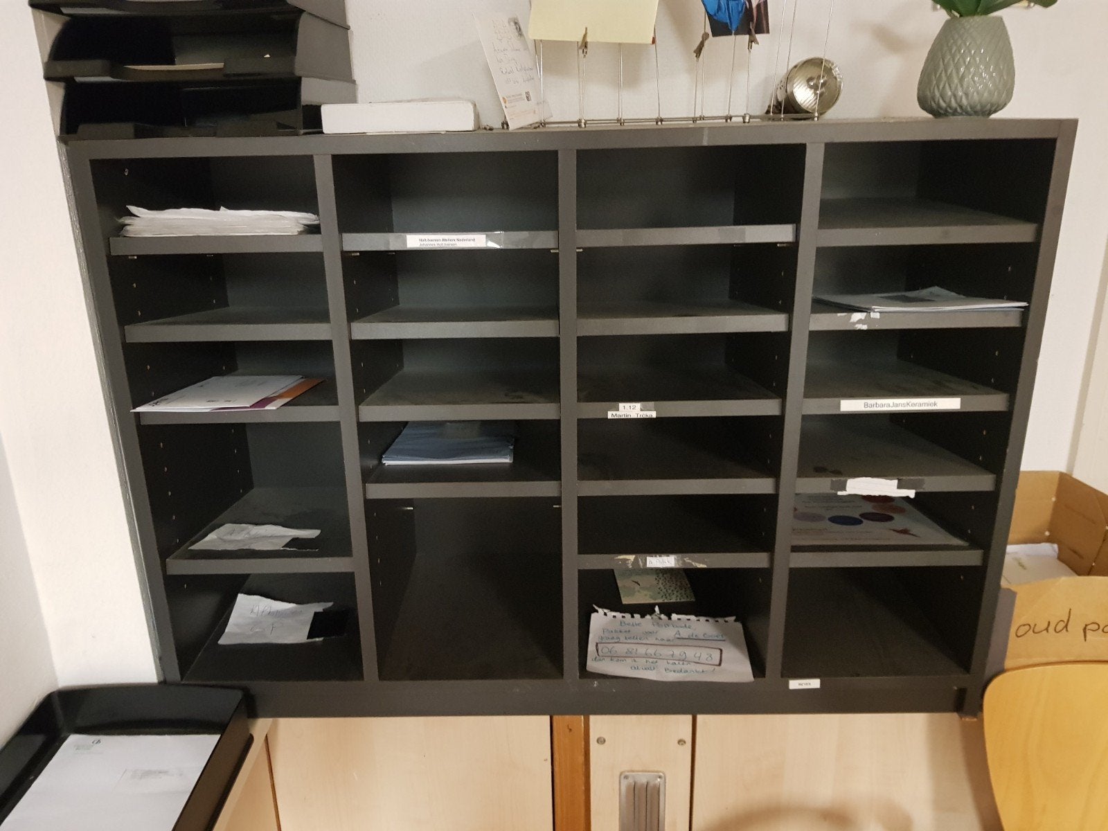 Donkergrijze sorteerkast met 20 vakken, Ophalen, Gebruikt