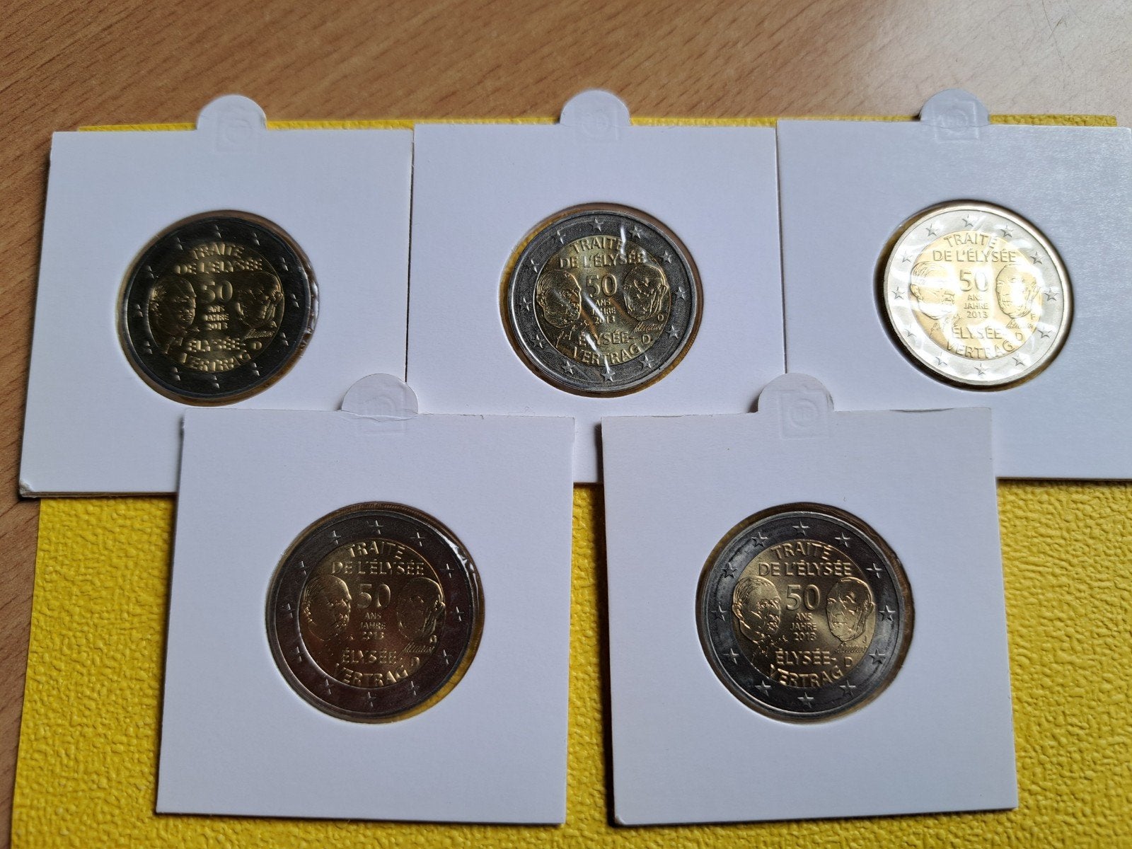 5x 2 euro UNC Duitsland 2013 Verdrag van Elysee serie ADFGJ, Ophalen of Verzenden, Duitsland, 2 euro