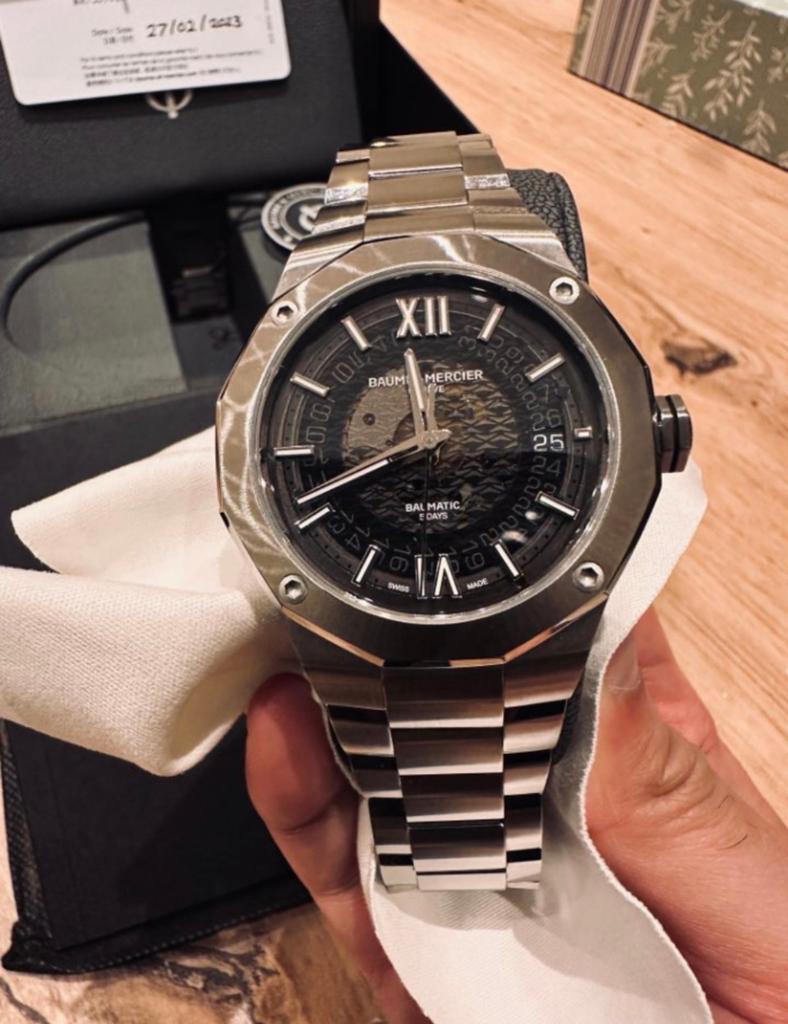 Baume & Mercier Riviera Baumatic M0A10702, Overige merken, Gebruikt, Staal, Polshorloge