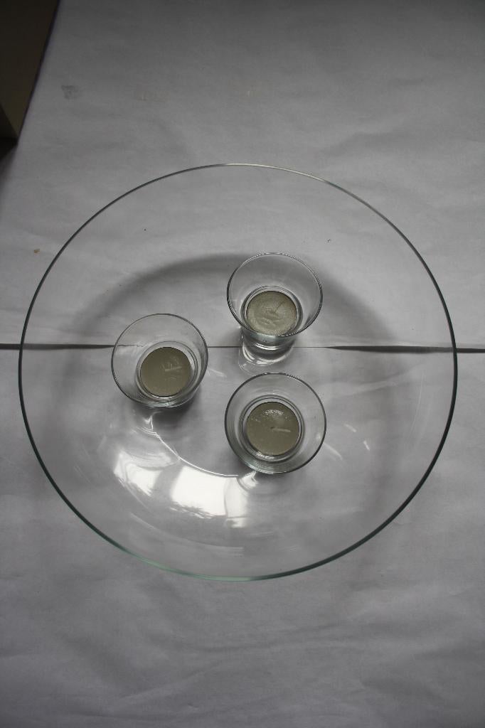 Glazen Tri-Light schaal met waxinelichtjes, Ophalen of Verzenden, Nieuw