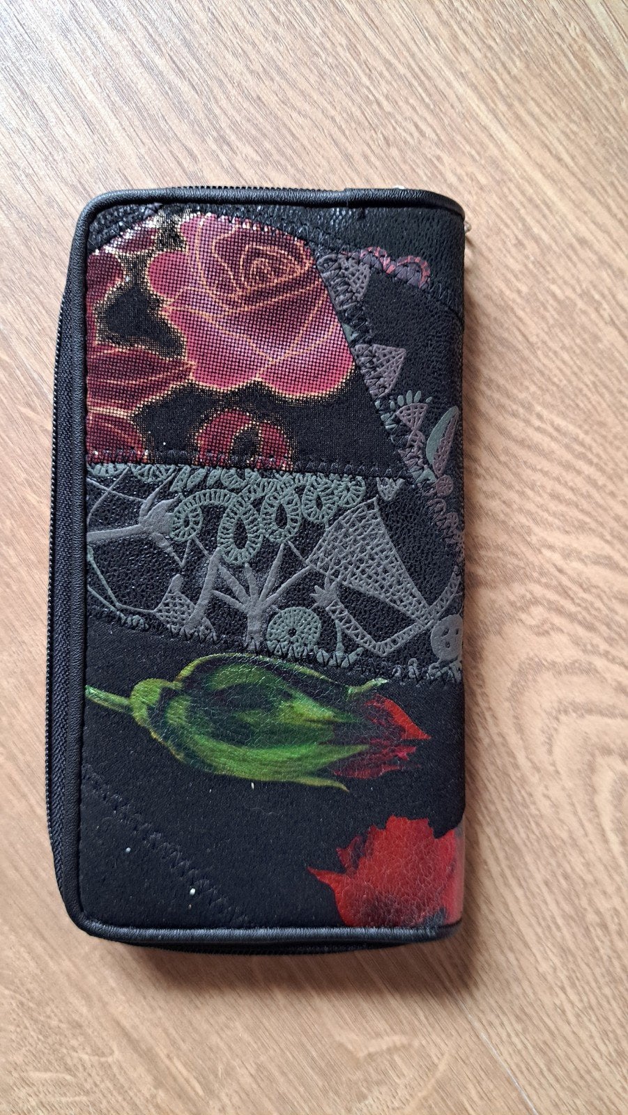 Zwarte handtas met patchwork en ritsen, Ophalen, Gebruikt, Zwart, Handtas