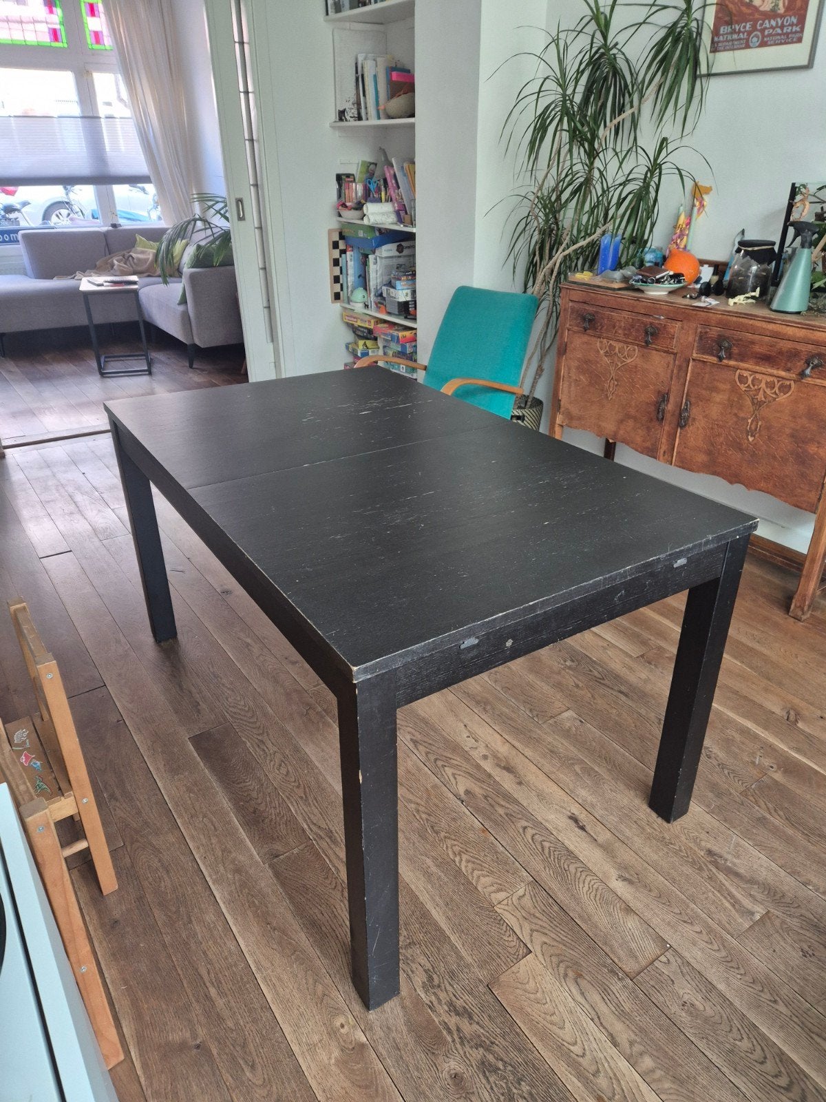 IKEA Bjursta Eettafel - Uitschuifbaar Zwart, Huis en Inrichting, Ophalen, Gebruikt, 100 tot 150 cm, 50 tot 100 cm