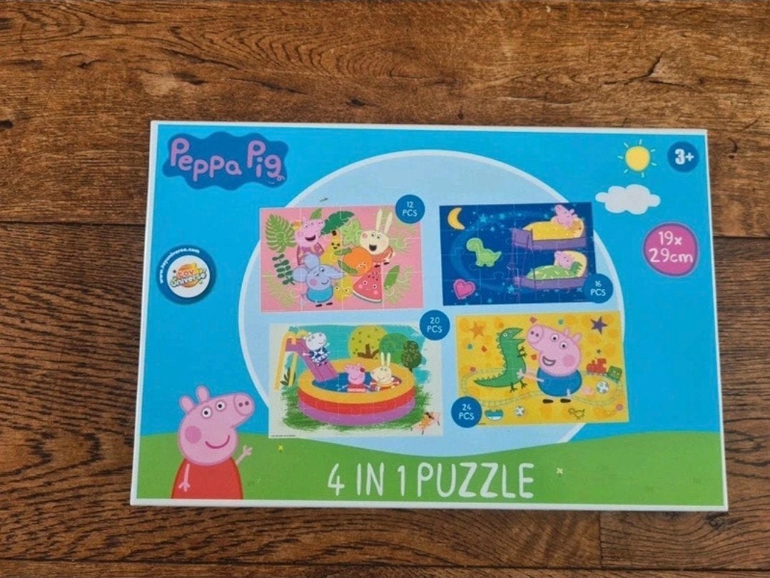 Peppa Pig puzzel 4 in 1. 3+, Ophalen of Verzenden, Meer dan 50 stukjes, Gebruikt, 2 tot 4 jaar