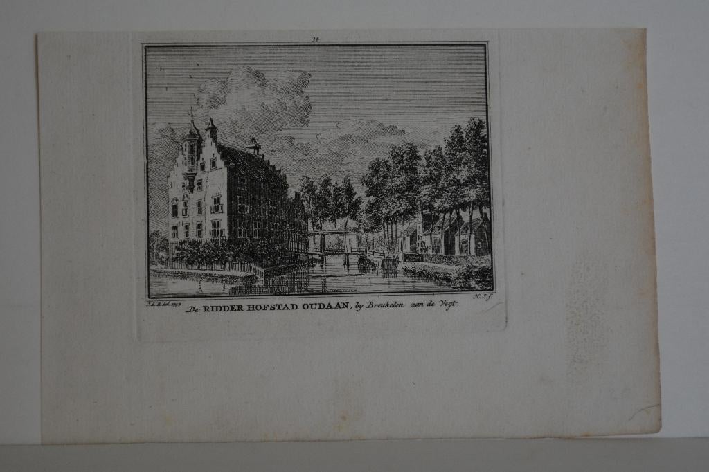 RIDDER HOFSTAD OUDAAN BREUKELEN KOPERGRAVRE SPILMAN 1792 G86, Verzenden, Stadsgezicht, Met monogram, Gravure