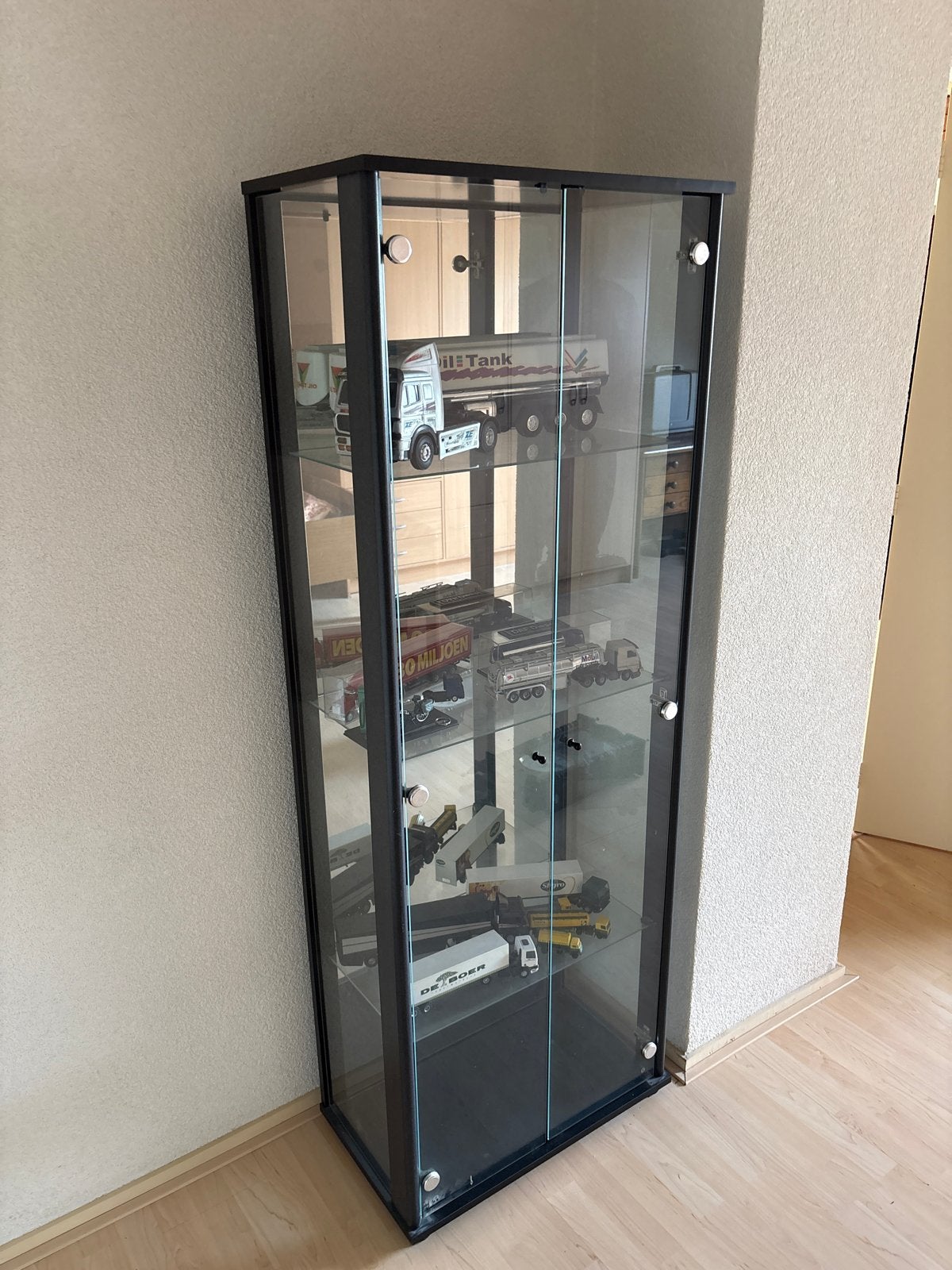 Glazen vitrinekast met deuren, Ophalen, Gebruikt, 50 tot 100 cm, Glas
