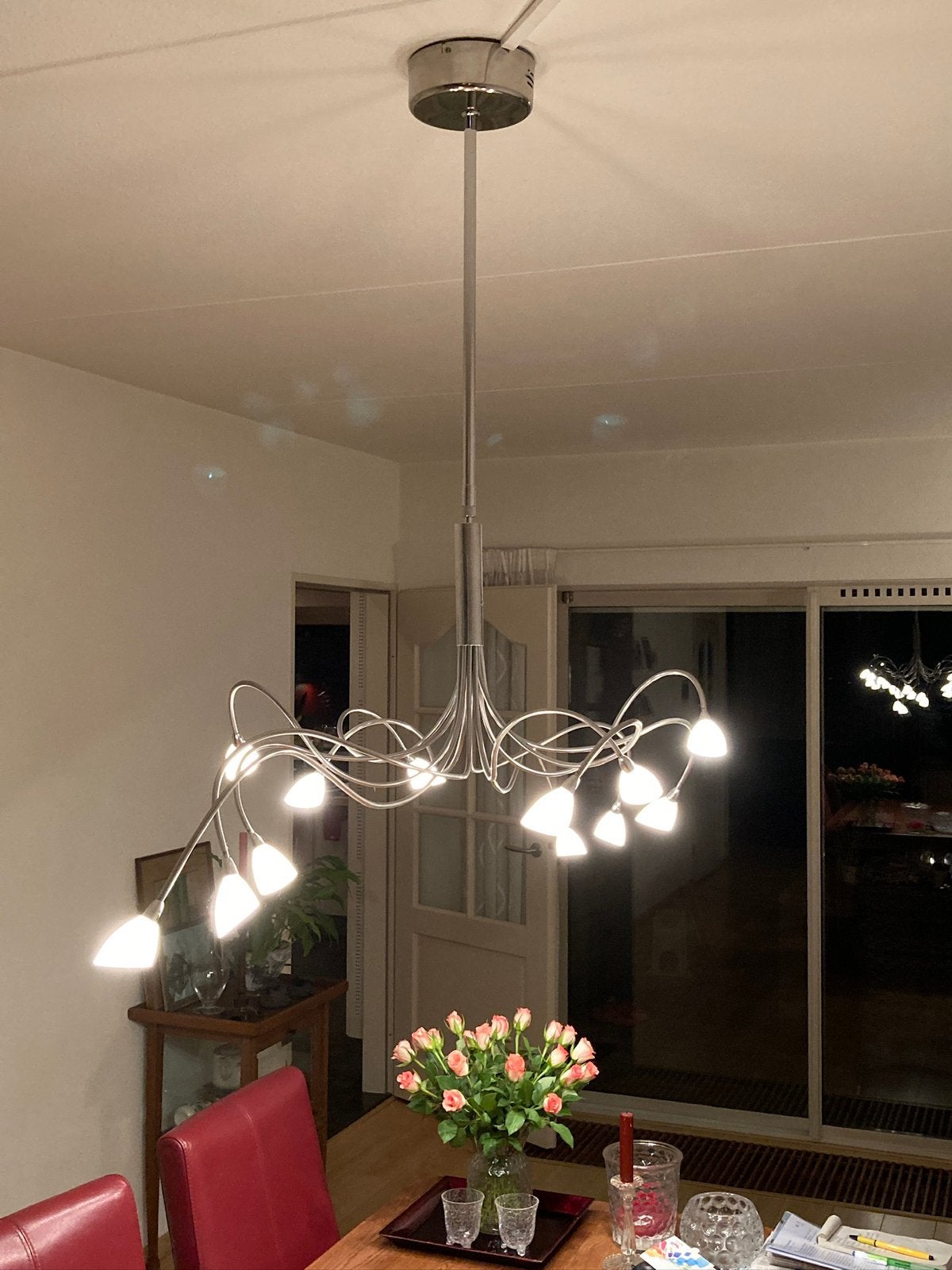 Design halogeen dimbare eetkamer hanglamp, Ophalen, Zo goed als nieuw