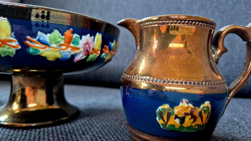 Lusterware, goudsteen set, Ophalen of Verzenden