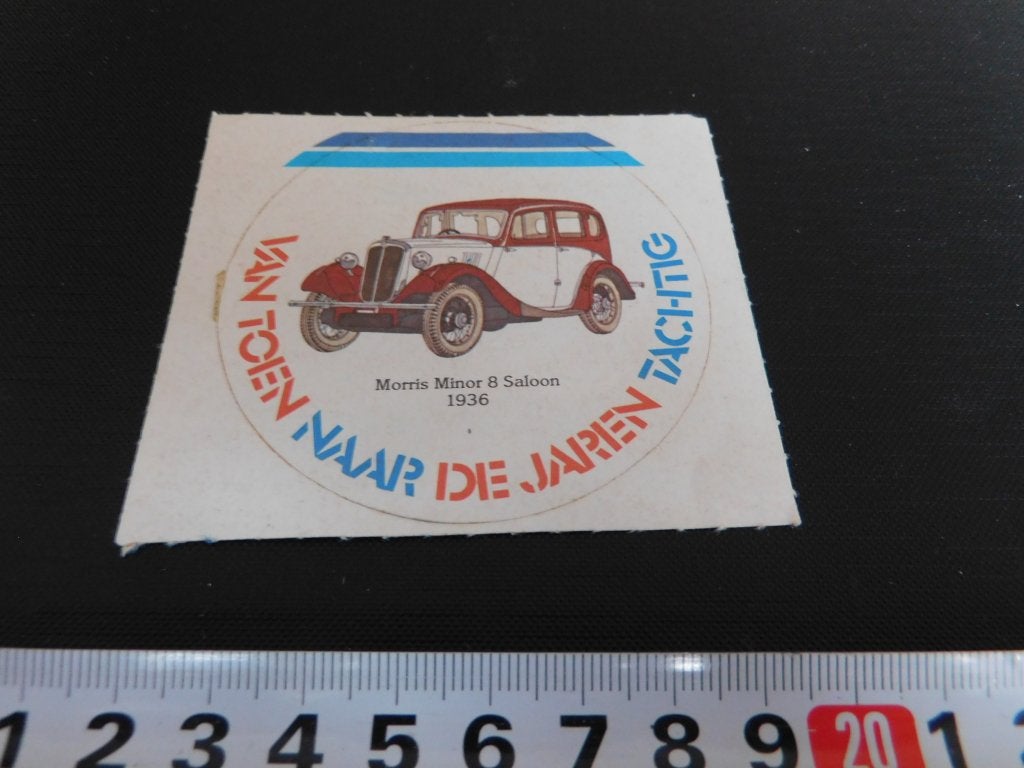sticker Oldtimer Morris Minor 8 Saloon 1936 Van toen naar de, Ophalen, Zo goed als nieuw