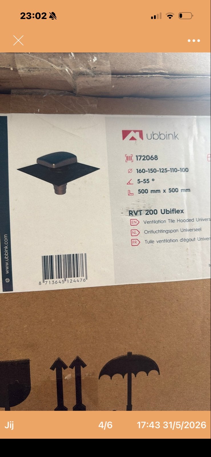 Nieuwe Ubbink RVT 200 Ubiflex ontluchtingspan, Ophalen of Verzenden, Nieuw, Ventilator