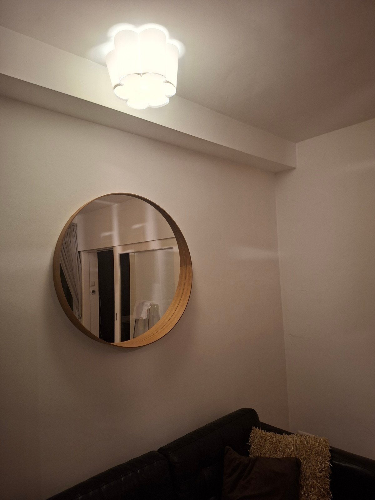 Ikea STOCKHOLM spiegel, walnoot fineer, 80 cm, Huis en Inrichting, Woonaccessoires | Spiegels, Ophalen, Rond, Zo goed als nieuw