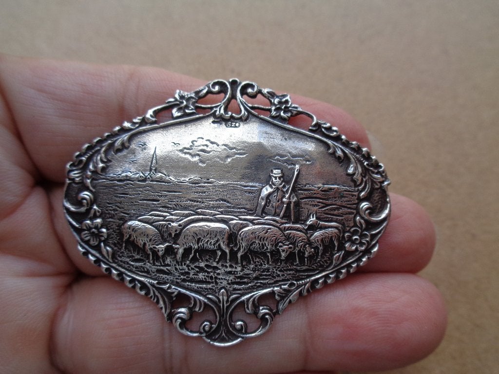 antiek zilveren broche Niekerk N10 [417], Verzenden, Zilver, Broche