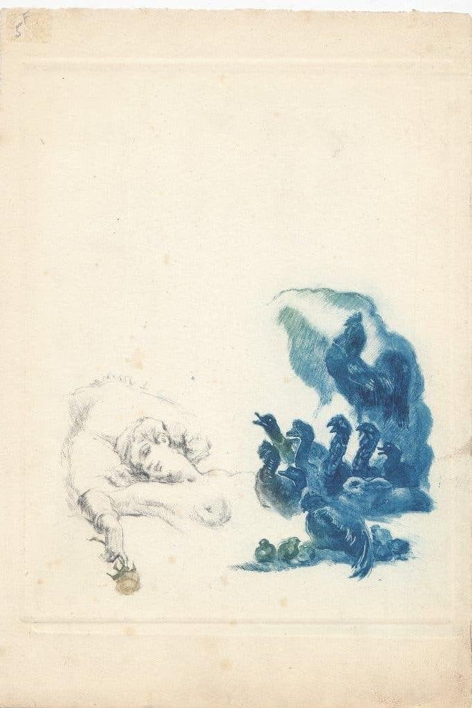 Litho Naakt Stijl Felicien Rops Gaston Hoffmann 18x28cm, Ophalen of Verzenden