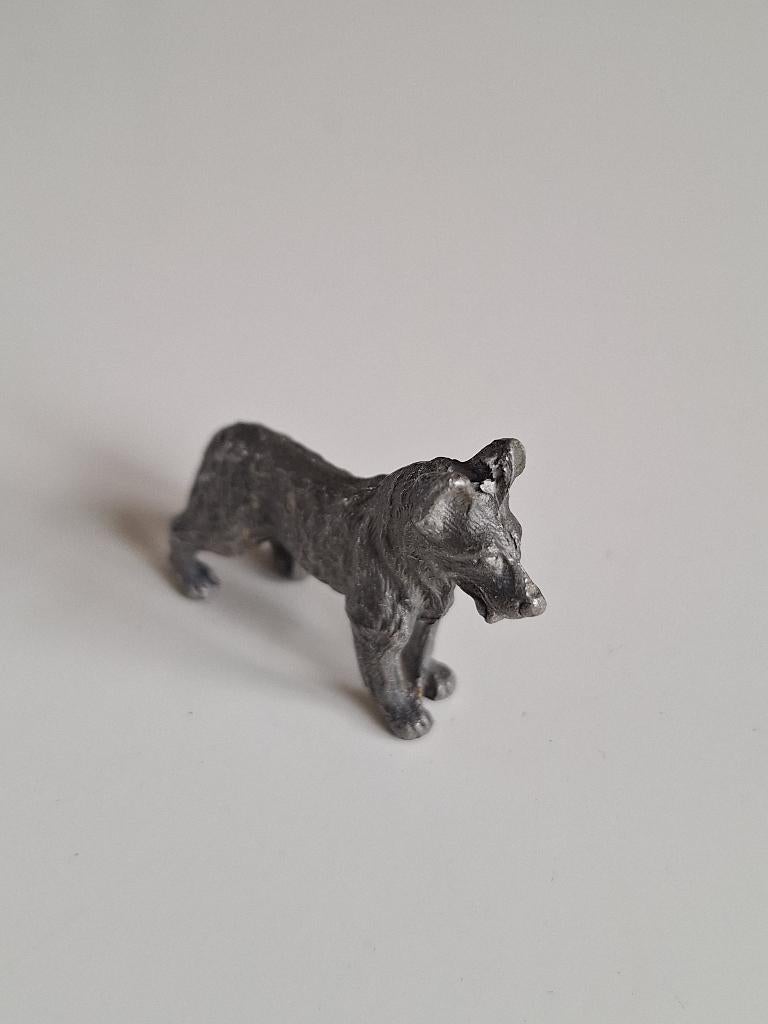Tinnen Miniatuur Herdershondje 5x 4 cm, Ophalen