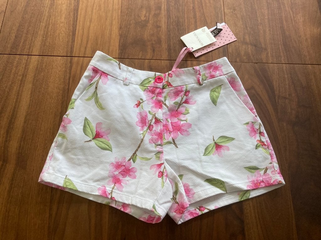 Monnalisa witte korte broek roze bloemen maat 152 11-12 jr!, Kinderen en Baby's, Broek, Meisje, Ophalen of Verzenden, Zo goed als nieuw