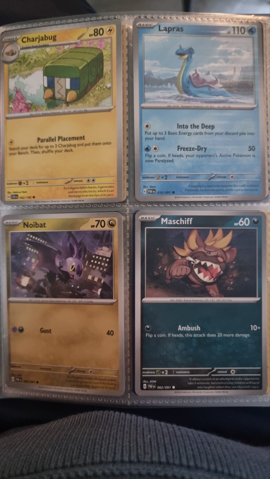 Pokémon Kaarten: Charjabug, Lapras, Noibat, Maschiff, Ophalen of Verzenden