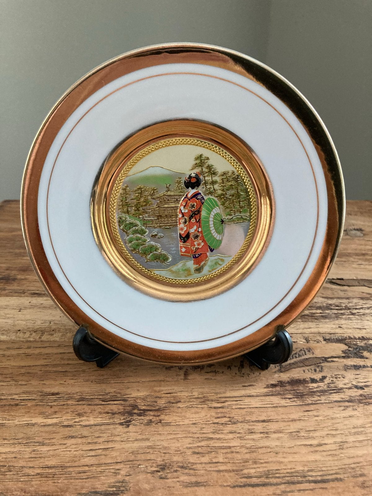 Vintage Chokin Japan Decoratief Bordje 24KT Goud, Antiek en Kunst, Ophalen of Verzenden