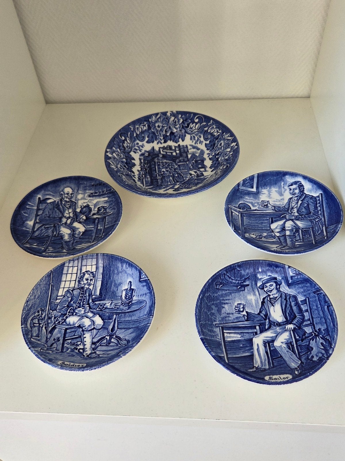 Blauw beschilderde bordjes oa Wedgwood, Ophalen of Verzenden