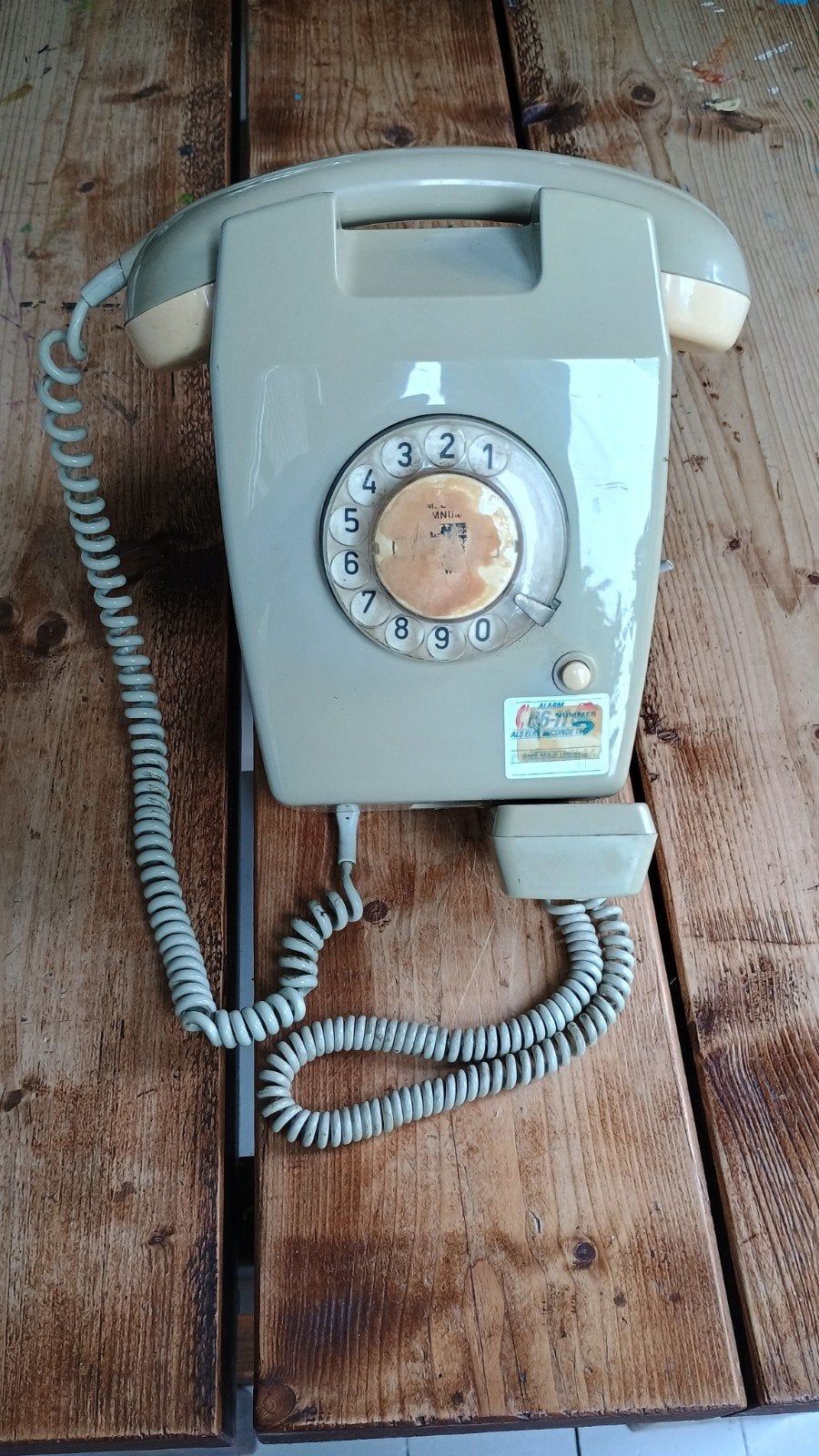 Vintage PTT W65 wandtelefoon met draaischijf, Ophalen, Gebruikt, Met draaischijf