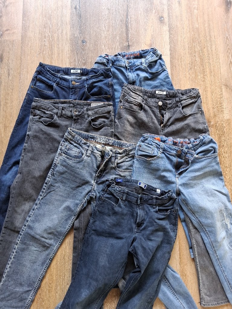 Pakket 7 spijkerbroeken 164 jongens raizzed, blue ridge etc, Ophalen of Verzenden, Gebruikt, Jongen, Broek