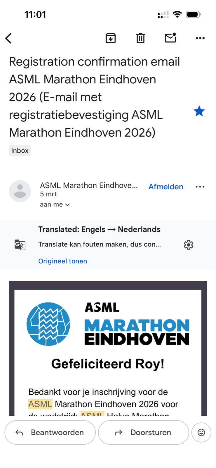 Ticket ASML Halve Marathon Eindhoven, Eén persoon, Oktober