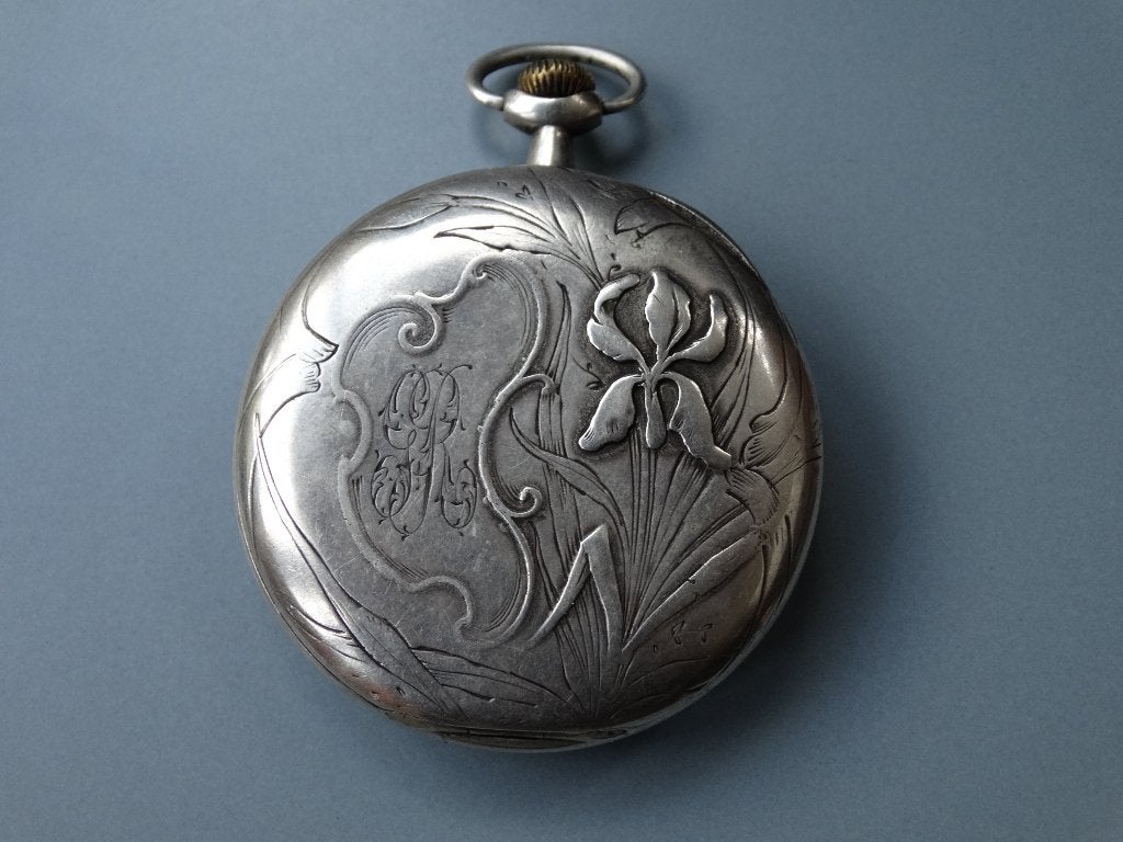 Vrij plat zilveren klokje, zakhorloge voor heren, zilver, Antiek en Kunst, Ophalen of Verzenden