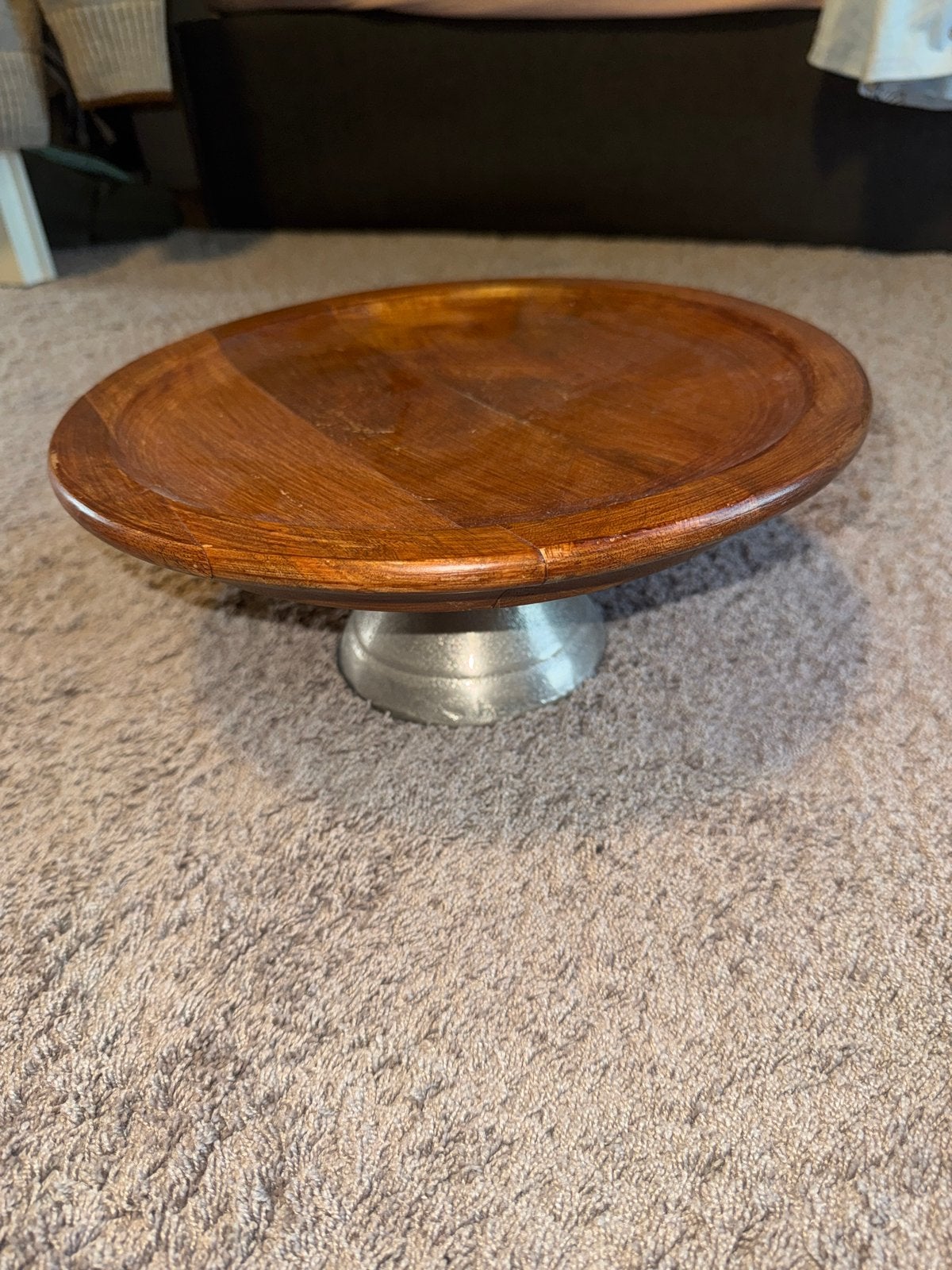 Houten Serveerschaal op Voet - Rond, Huis en Inrichting, Schaal, Rond, Ophalen of Verzenden, Hout
