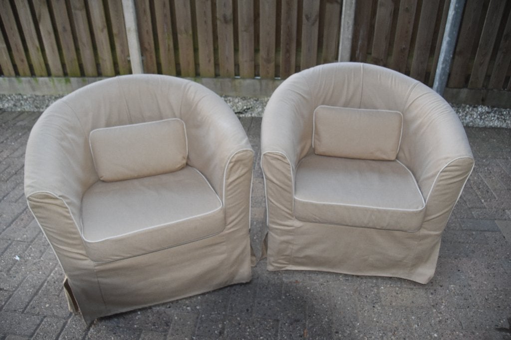 GRATIS GRATIS. 2 camelkleurige fauteuils - snel ophalen!, Ophalen, Gebruikt, Stof, 75 tot 100 cm