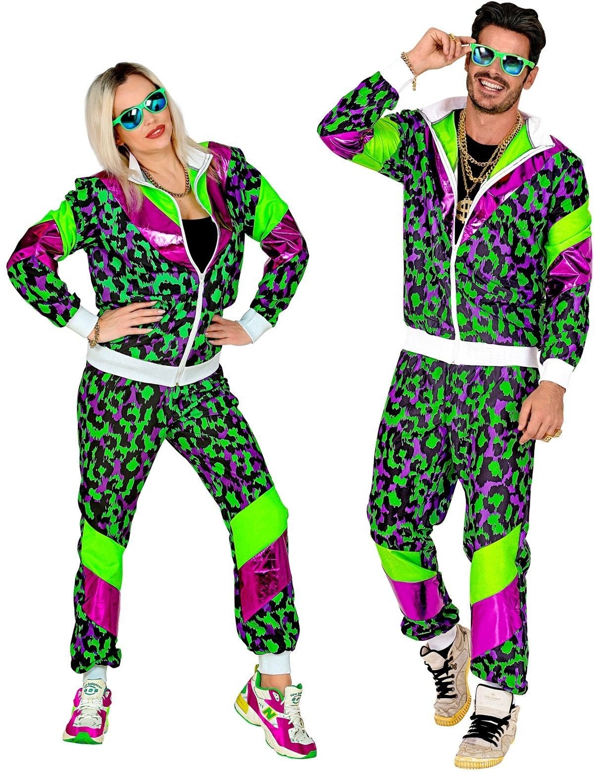 Fout 80's Paars-Groen Trainingspak Volwassenen, Carnaval, Maat 46/48 (XL) of groter, Ophalen of Verzenden, Zo goed als nieuw