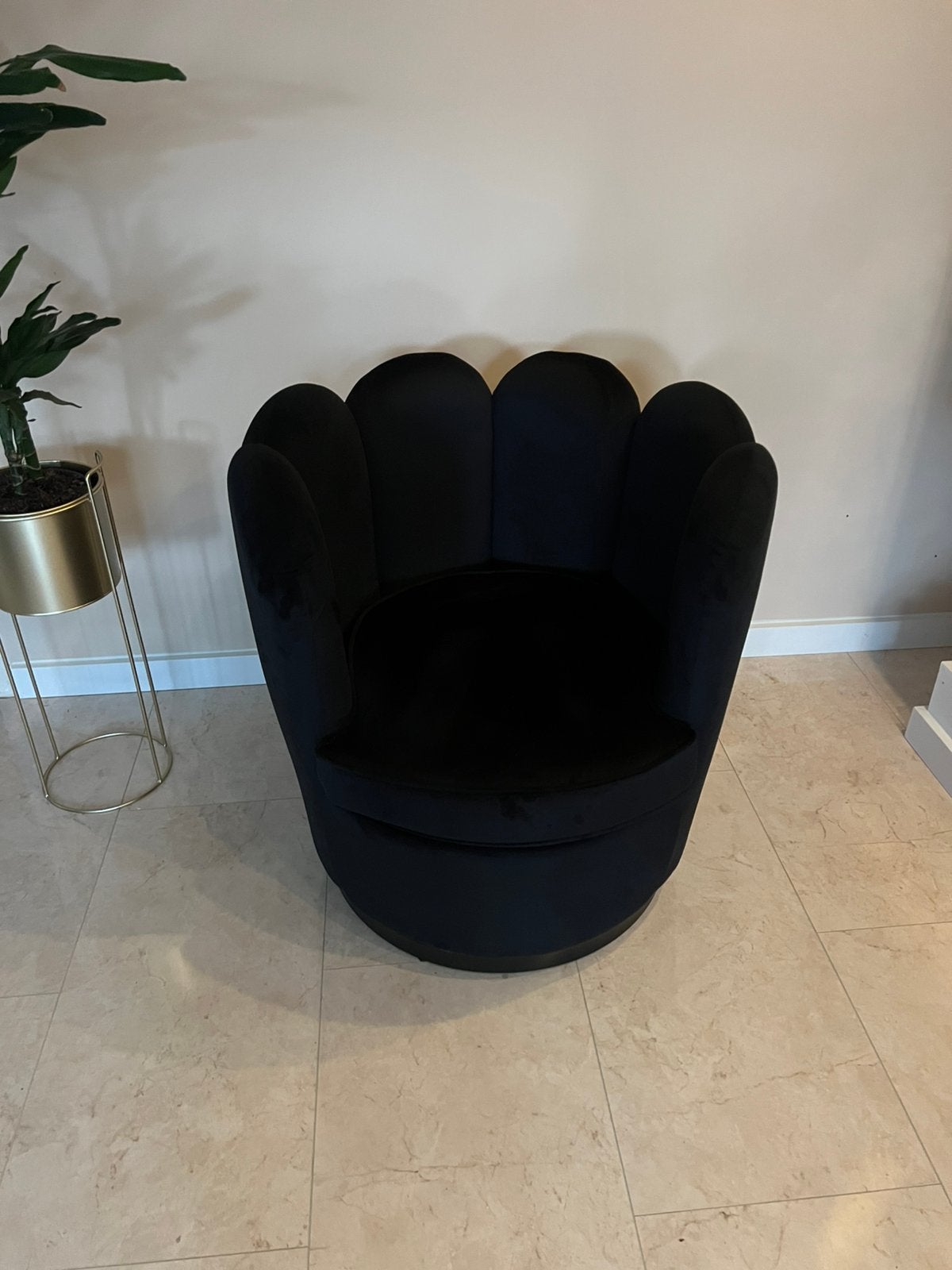 Te Koop! Zwarte Velvet Draai Fauteuil, Huis en Inrichting, Fauteuils, Ophalen, Zo goed als nieuw, Minder dan 75 cm, 50 tot 75 cm