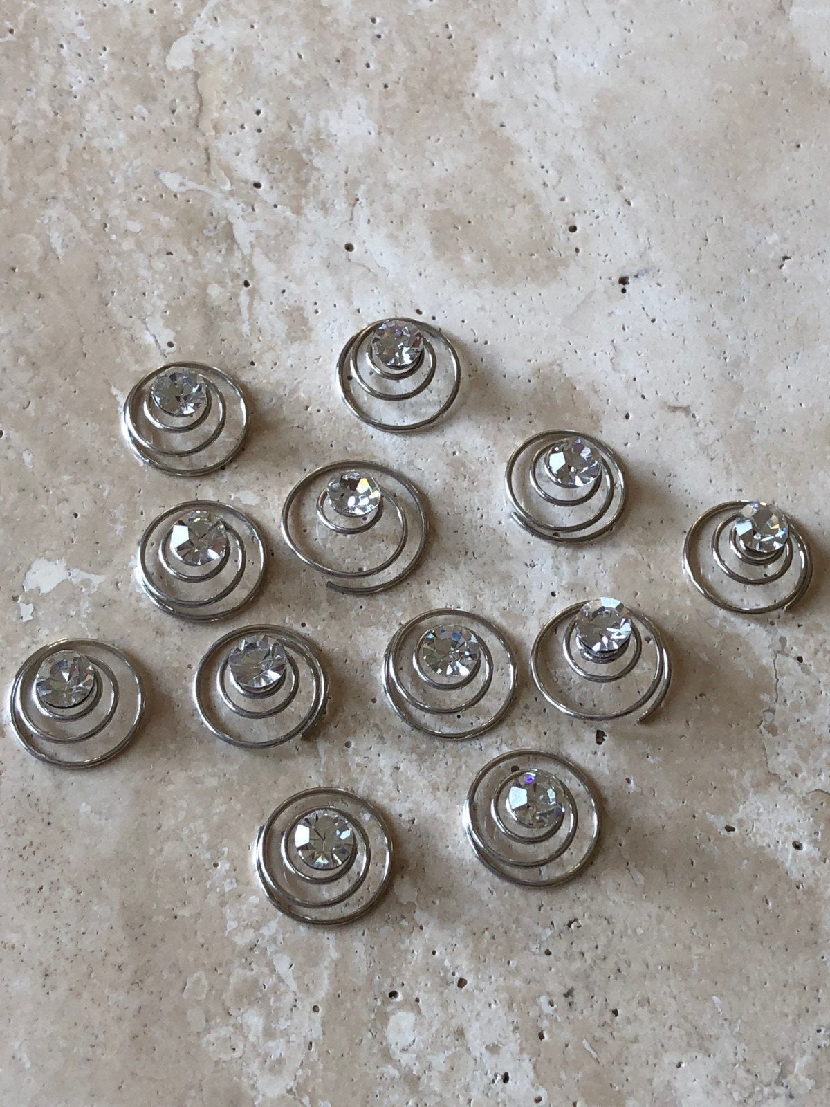 Haarspiralen met diamantjes - 12 stuks, Ophalen of Verzenden