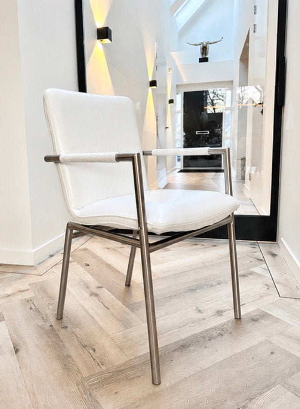 Vier wit leder Henders & Hazel Dafur design eetkamerstoelen, Dafur, Wit, ---, Henders en Hazel