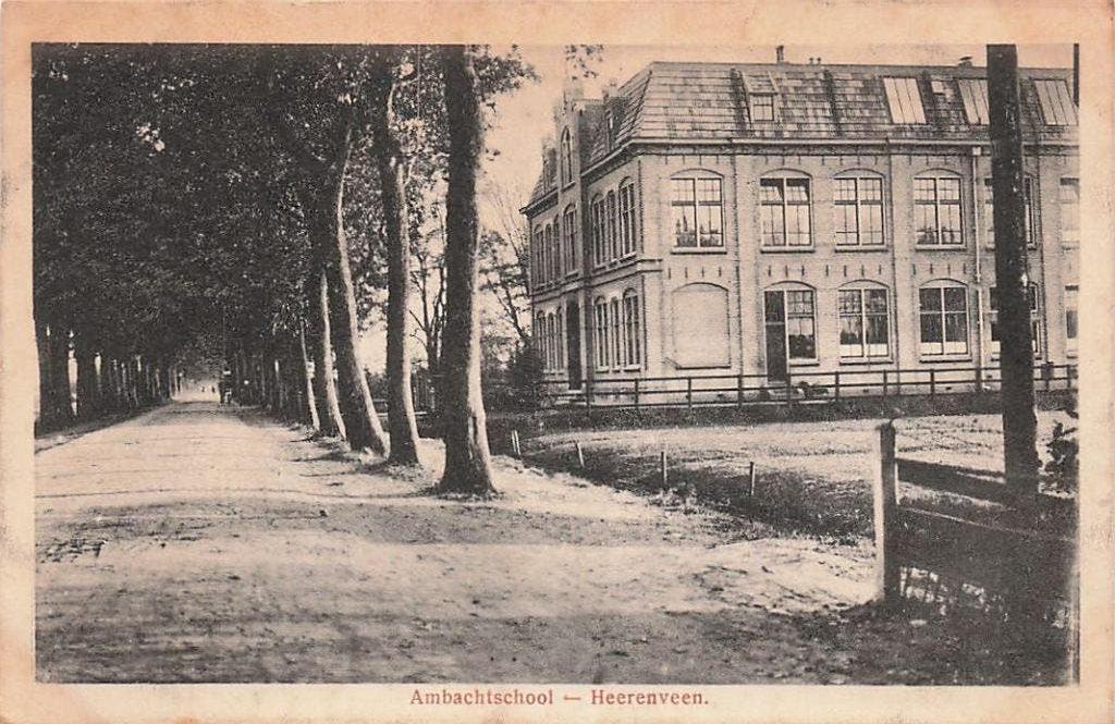 AZ783 Heerenveen Ambachtschool 1921, Verzamelen, Ansichtkaarten | Nederland, Verzenden, 1920 tot 1940, Gelopen, Friesland