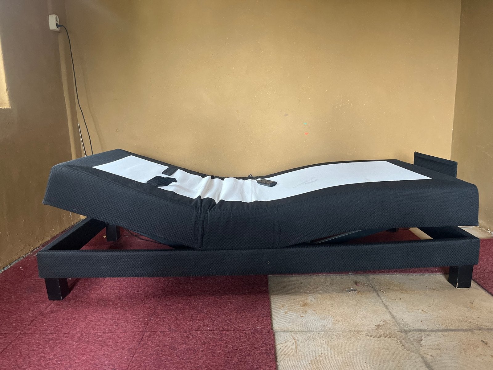 Promaxa verstelbare boxspring met zacht matras, 90 cm, Eenpersoons, Zwart, Ophalen of Verzenden