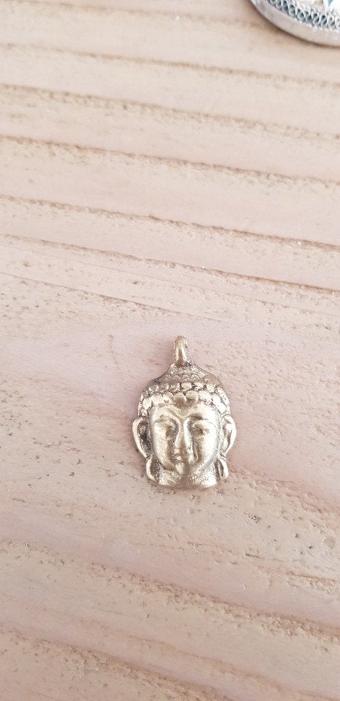 Antieke, Tibetaanse hanger, buddhahoofdje brons