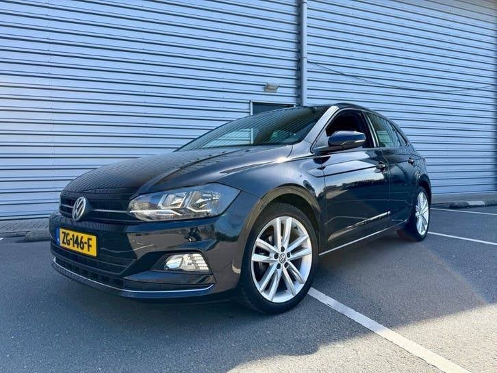 Volkswagen Polo 1.0 TSI Highline Pano 115pk 7-DSG 2019 Zwart, Auto's, Volkswagen, Leder en Stof, Zwart, Adaptive Cruise Control