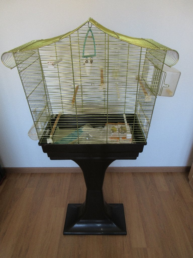 staande vogelkooi bruin, Ophalen, Gebruikt, Metaal, Vogelkooi