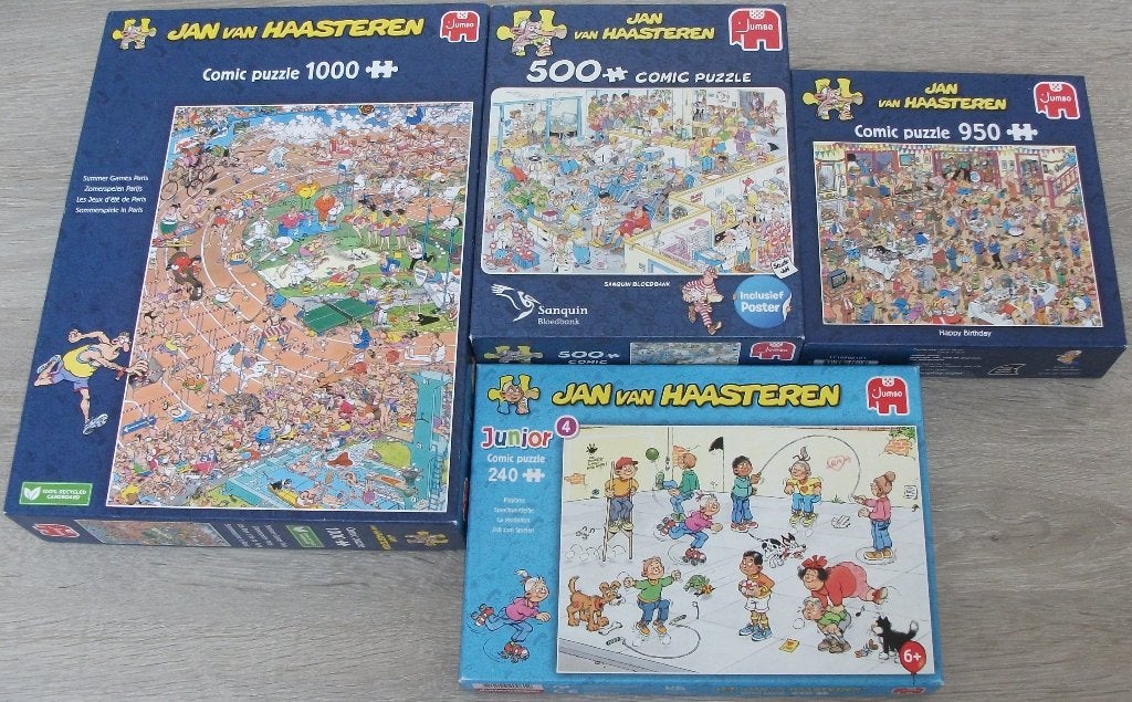 Diverse *** PUZZELS JAN VAN HAASTEREN *** 5 stuks, Ophalen of Verzenden, 500 t/m 1500 stukjes, Zo goed als nieuw, Legpuzzel