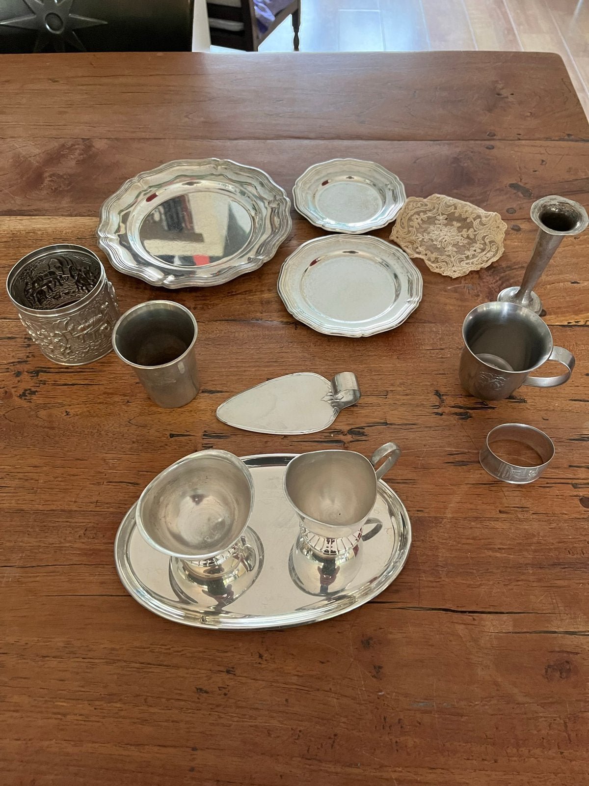 Mooie verzilverde bordjes en schaaltjes., Antiek en Kunst, Ophalen of Verzenden