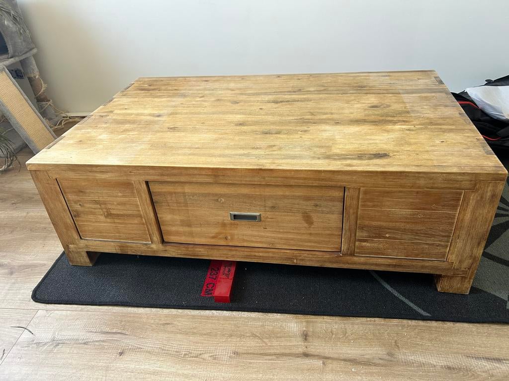Robuuste salontafel met lade - 125x80x40 cm, Huis en Inrichting, Tafels | Salontafels, Gebruikt, Minder dan 50 cm, 50 tot 100 cm