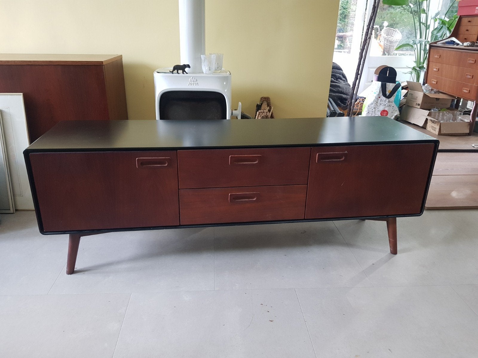 Vintage mid century dressoir / TV-meubel met lade, Gebruikt, 100 tot 150 cm, Vintage, Mid-century modern, Ophalen of Verzenden