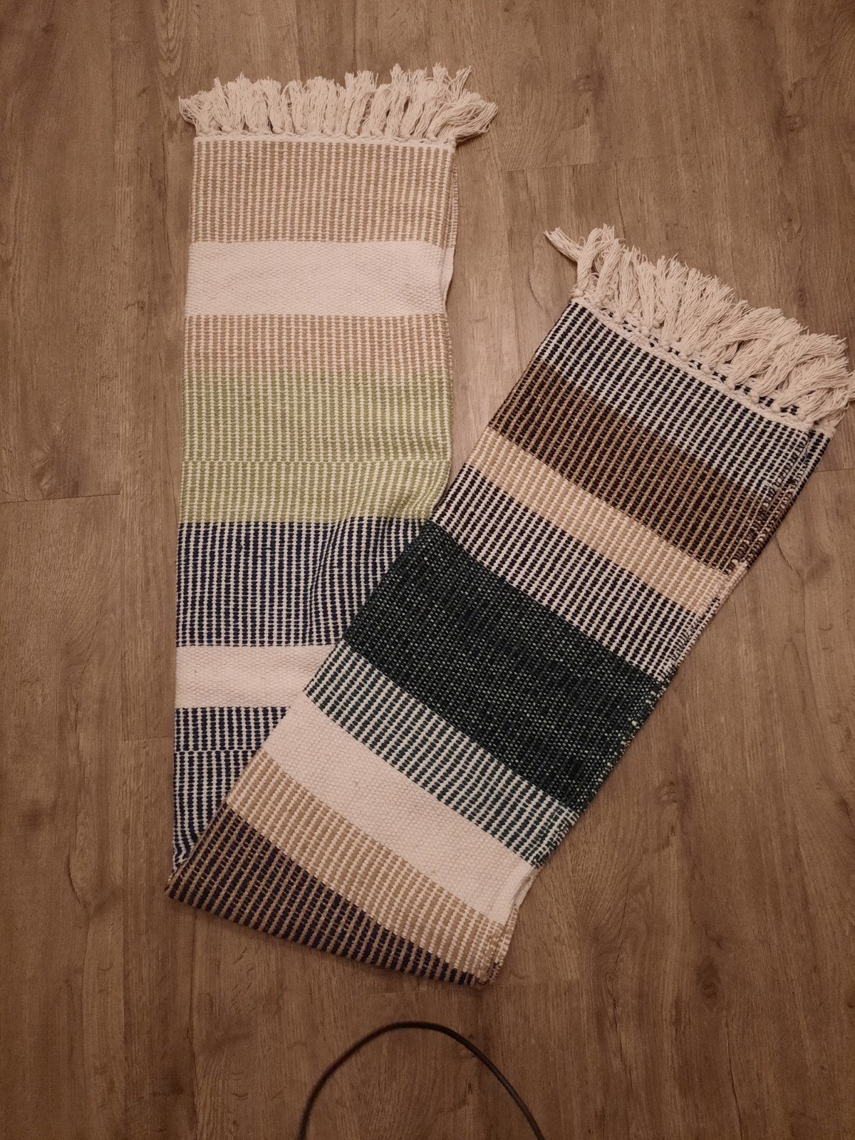 Plaid, gestreept in aardetinten, lang 165 cm en breed 120 cm, Ophalen of Verzenden, Zo goed als nieuw