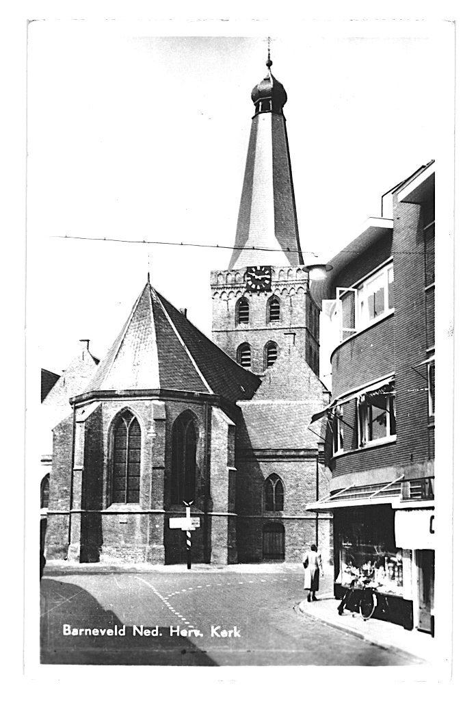 972040	Barneveld	Hervormde Kerk	1958	Gelopen met zegel, Ophalen of Verzenden, 1940 tot 1960, Gelopen, Gelderland