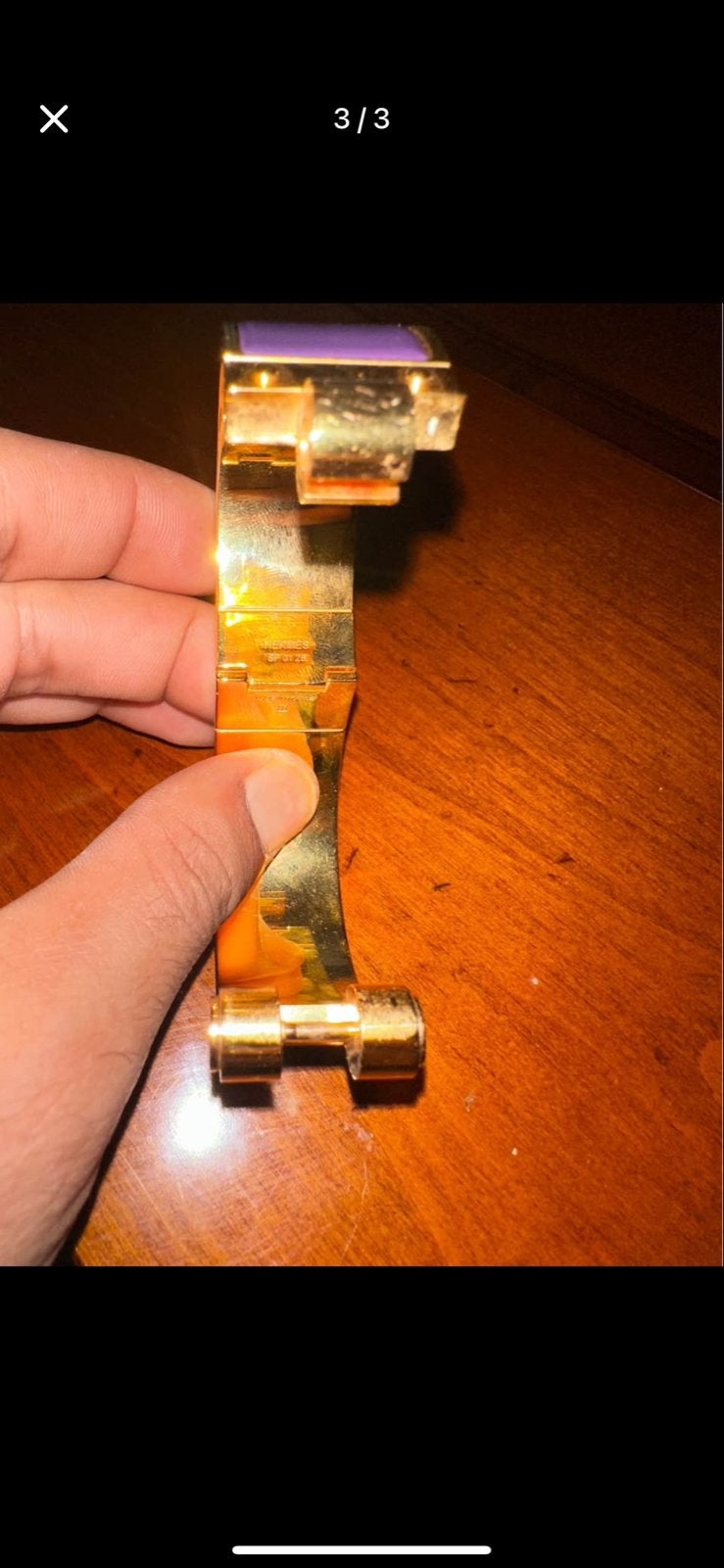 Hermes Clic Clac H Armband Goud Paars, Ophalen, Gebruikt, Paars, Overige materialen