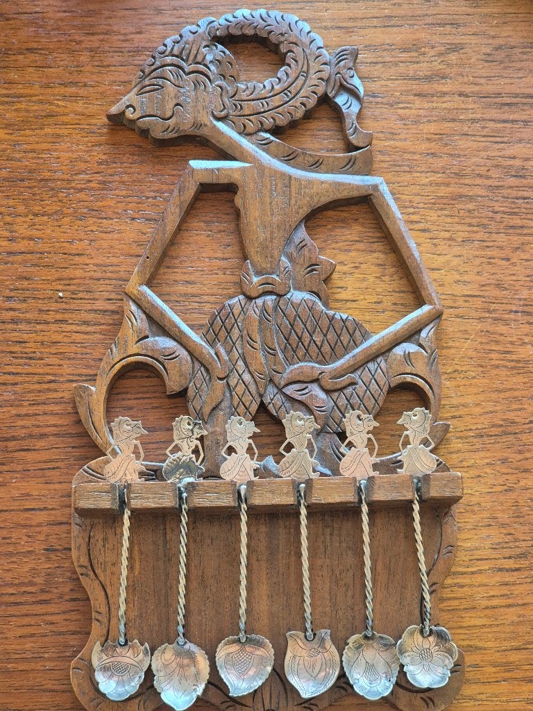 Lepelrekje met 6 djokja zilveren theelepels, Ophalen of Verzenden, Zilver