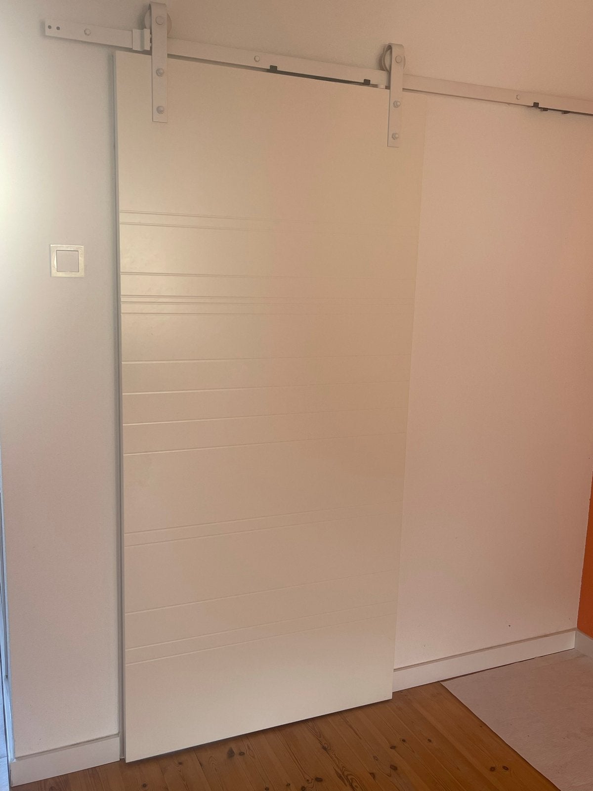 Witte schuifdeur met railsysteem, Ophalen, Gebruikt, 80 tot 100 cm, Binnendeur