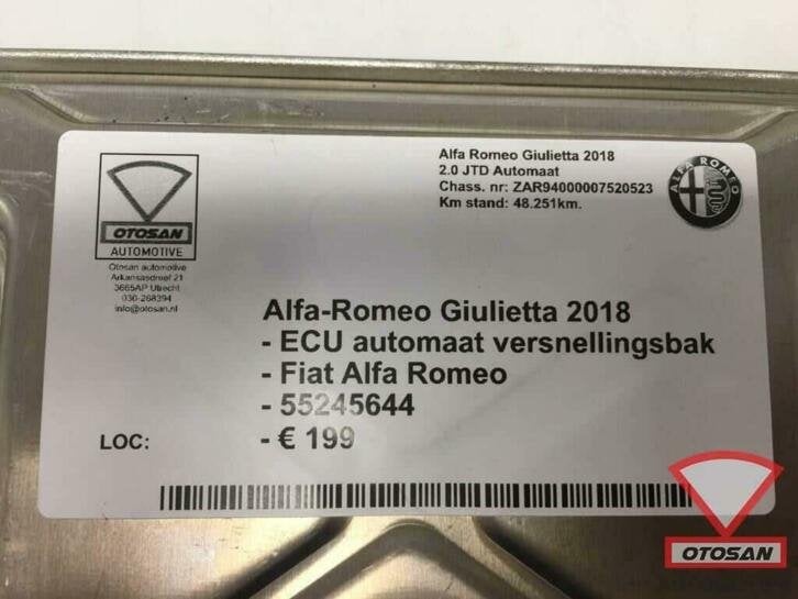 Alfa Romeo Giulietta Fiat 2018 ECU Aut. bak 55245644, Gebruikt, Dpofca@stellantis.com, Stellantis Europe S.p.A., Ophalen of Verzenden
