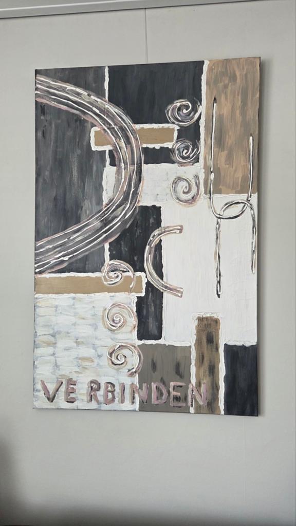 Abstract schilderij "Verbinden" - Uniek kunstwerk, Ophalen of Verzenden