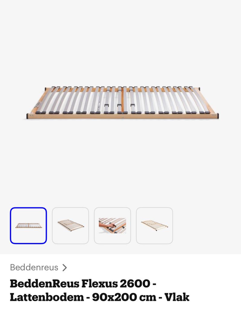 BeddenReus Flexus 2600 Lattenbodem - 90x200 cm - Vlak, Ophalen, 90 cm, Eenpersoons, Nieuw