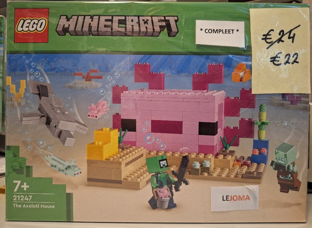 LEGO Minecraft 21247 Axolotl huis, Minecraft, Lego, Ophalen of Verzenden, Zo goed als nieuw