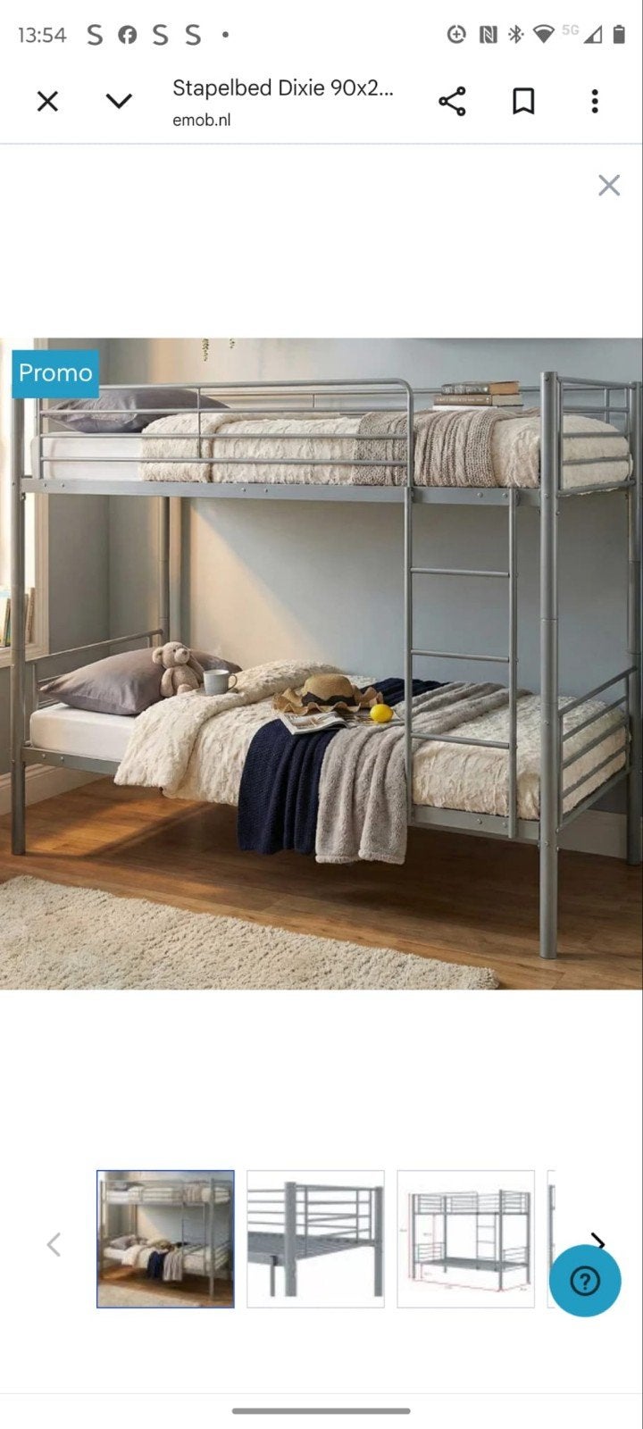 Stapelbed 80x200 cm, 160 cm hoog, inclusief matrassen, Huis en Inrichting, Slaapkamer | Stapelbedden en Hoogslapers, Ophalen